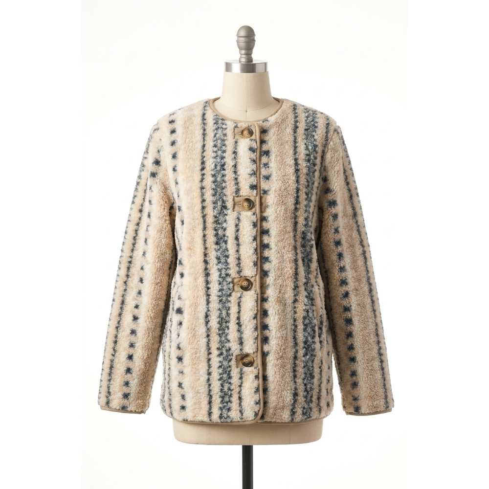 NEW GREYLIN pearl street reversible sherling jacket in multi